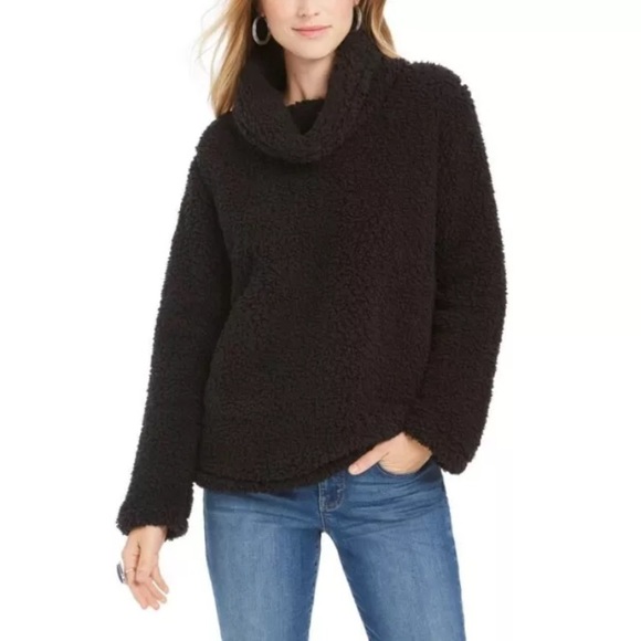 Style & Co Sweater Sherpa cowl neck deep black plus size 0X pullover - Picture 2 of 13